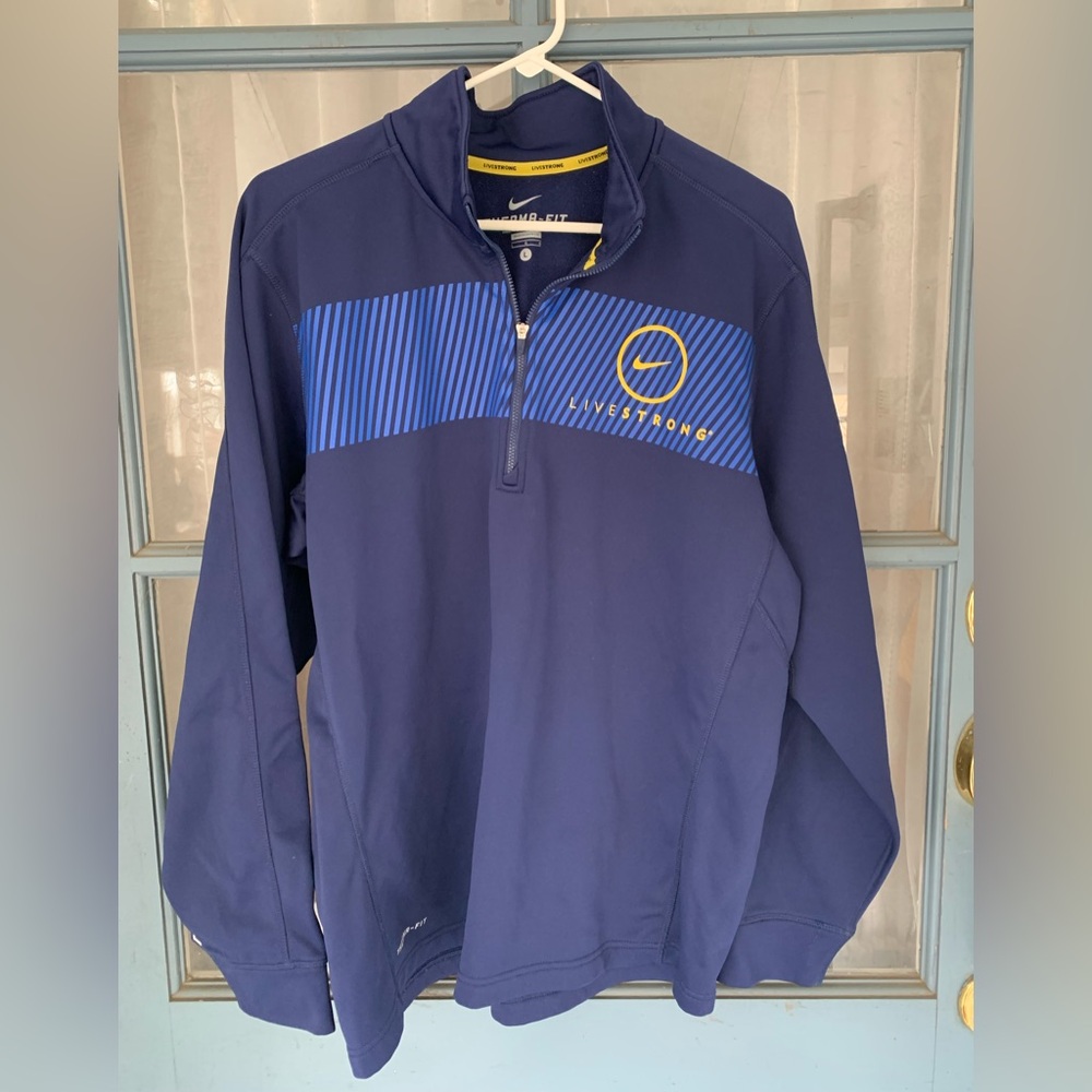 NIKE LiveLong Sweatshirt Men’s Large Blue Therma 1/4 Quarter Zip